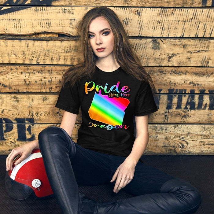 Oregon State Shape - Pride Lives Here Design Unisex t-shirt - The Dude Abides - abide - animals - Birthday Gift