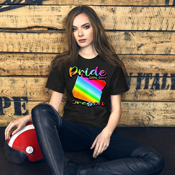 Oregon State Shape - Pride Lives Here Design Unisex t-shirt - The Dude Abides - abide - animals - Birthday Gift
