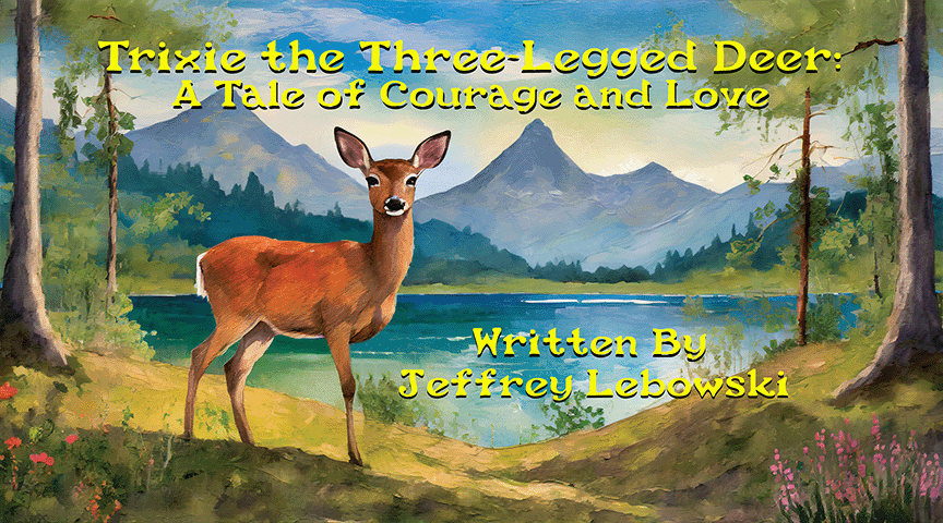 Trixie the three legged deer children's Book written by The Dude, Jeffrey Lebowski.