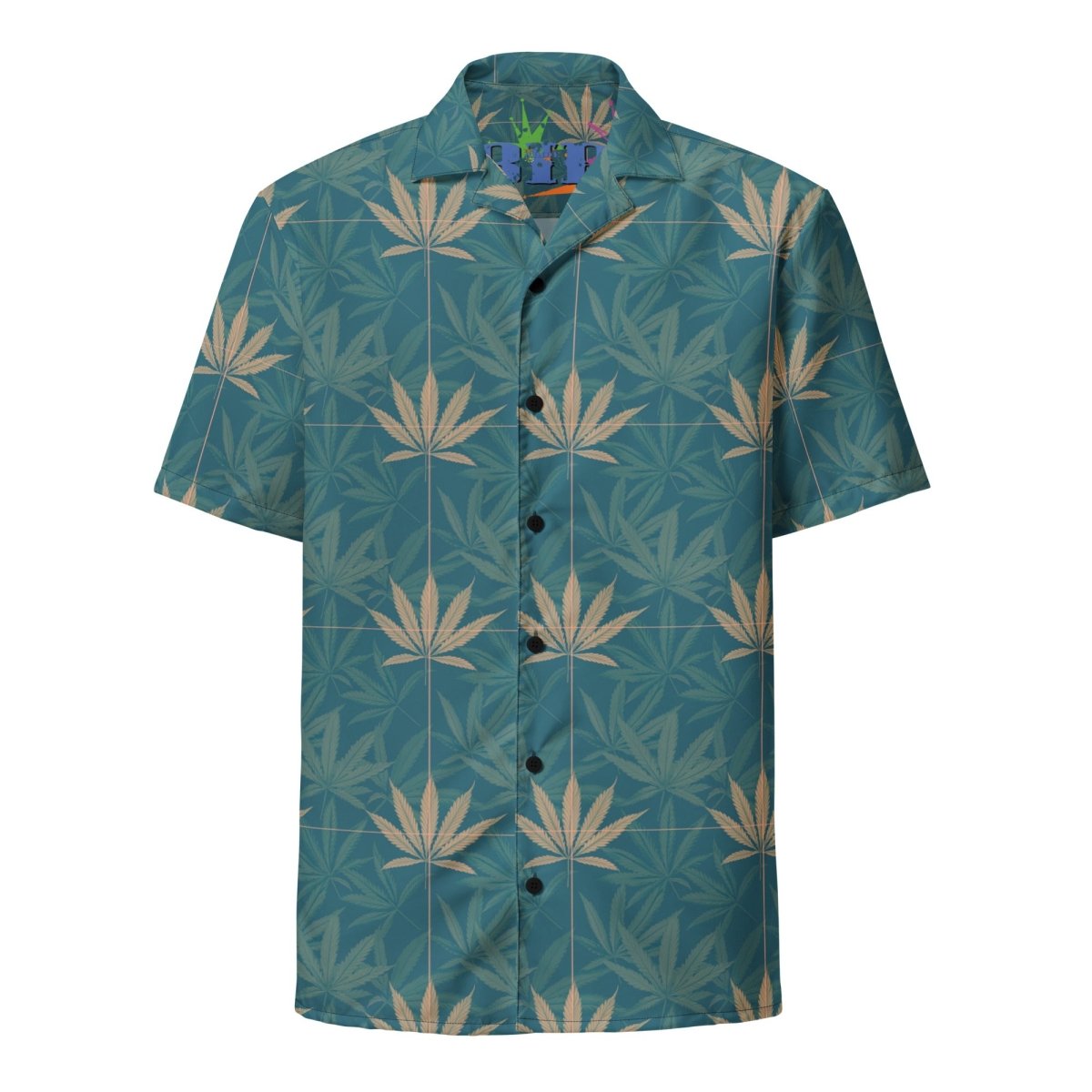 Abide Design Blue Cannabis Leaf Pattern Unisex button Shirt - The Dude Abides - Button Down Shirt - abide - Abide logo - abide the dude