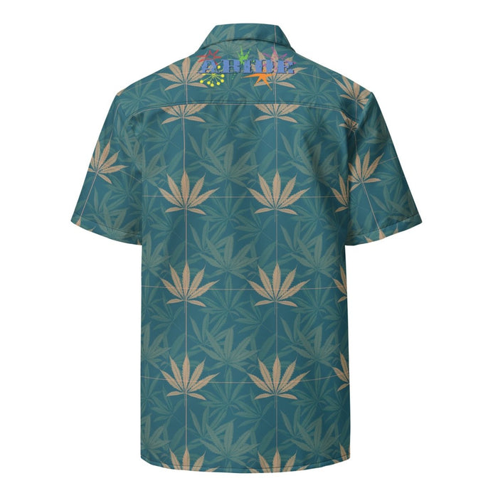 Abide Design Blue Cannabis Leaf Pattern Unisex button Shirt - The Dude Abides - Button Down Shirt - abide - Abide logo - abide the dude