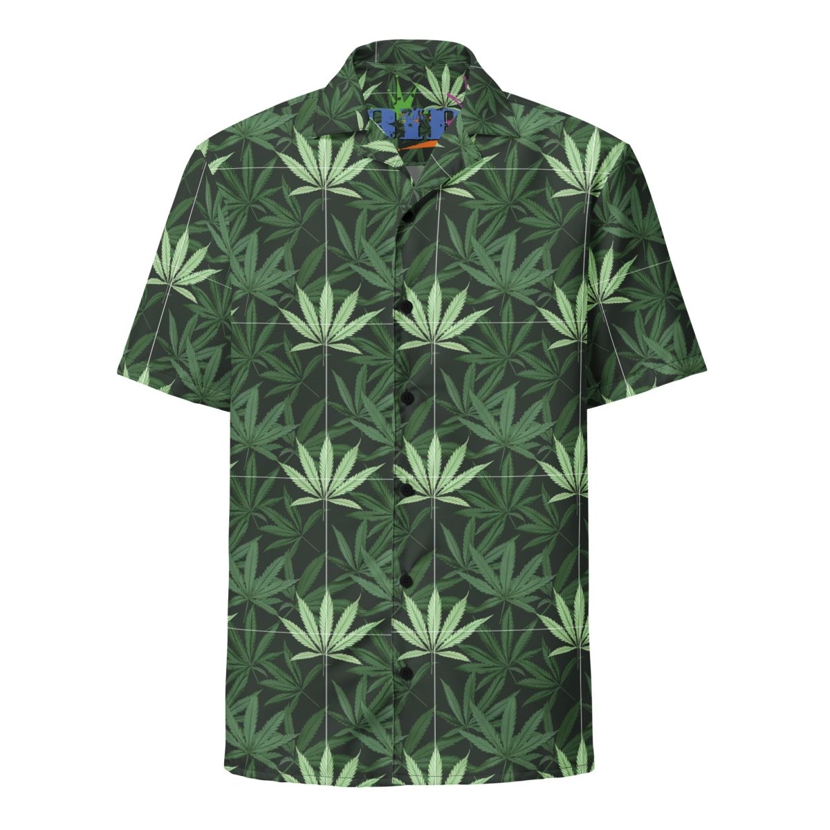 Abide Design Green Cannabis Leaf Pattern Unisex button Shirt - The Dude Abides - Button Down Shirt - abide - Abide logo - abide the dude