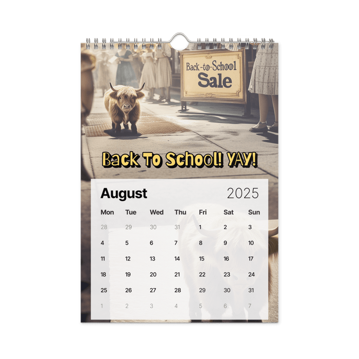 Absurd Mini Cow Mayhem Calendar: A Big Lebowski - Style Phenomenon Wall Calendar (2025) - The Dude Abides® - Print Material - 2025 gifts - Absurd Miniature Highland Cow Calendar - bizarre predicaments