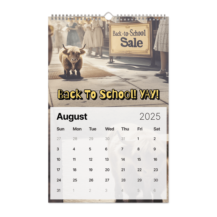 Absurd Mini Cow Mayhem Calendar: A Big Lebowski - Style Phenomenon Wall Calendar (2025) - The Dude Abides® - Print Material - 2025 gifts - Absurd Miniature Highland Cow Calendar - bizarre predicaments