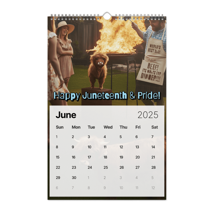 Absurd Mini Cow Mayhem Calendar: A Big Lebowski - Style Phenomenon Wall Calendar (2025) - The Dude Abides® - Print Material - 2025 gifts - Absurd Miniature Highland Cow Calendar - bizarre predicaments