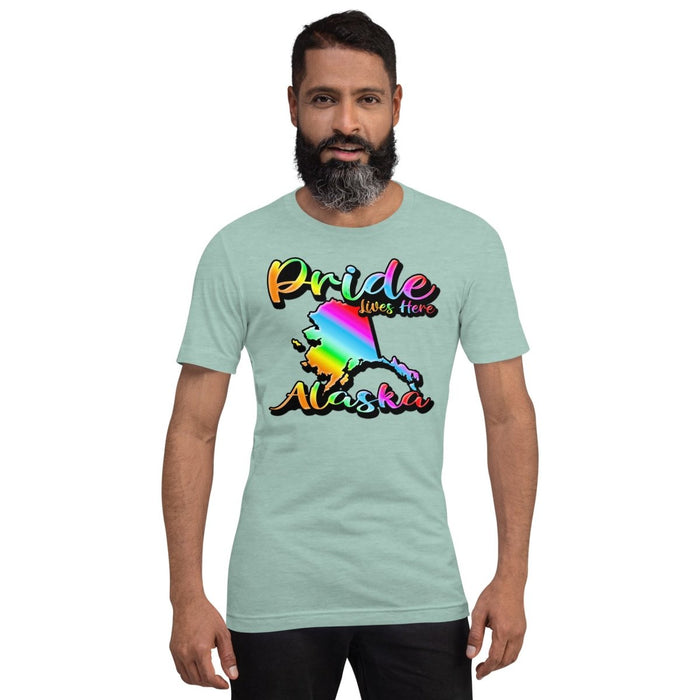 Alaska State Shape - Pride Lives Here Design Unisex t-shirt - The Dude Abides - T-Shirt - Birthday Gift - boyfriend - Celebrating diversity and inclusivity through pride-themed products