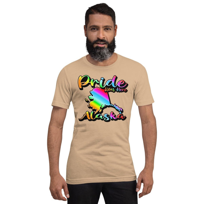 Alaska State Shape - Pride Lives Here Design Unisex t-shirt - The Dude Abides - T-Shirt - Birthday Gift - boyfriend - Celebrating diversity and inclusivity through pride-themed products