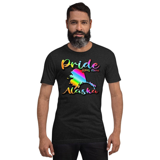Alaska State Shape - Pride Lives Here Design Unisex t-shirt - The Dude Abides - T-Shirt - Birthday Gift - boyfriend - Celebrating diversity and inclusivity through pride-themed products
