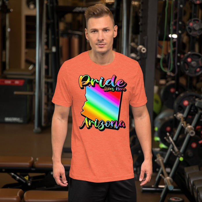 Arizona State Shape - Pride Lives Here Design Unisex t-shirt - The Dude Abides - T-Shirt - Birthday Gift - boyfriend - Celebrating diversity and inclusivity through pride-themed products