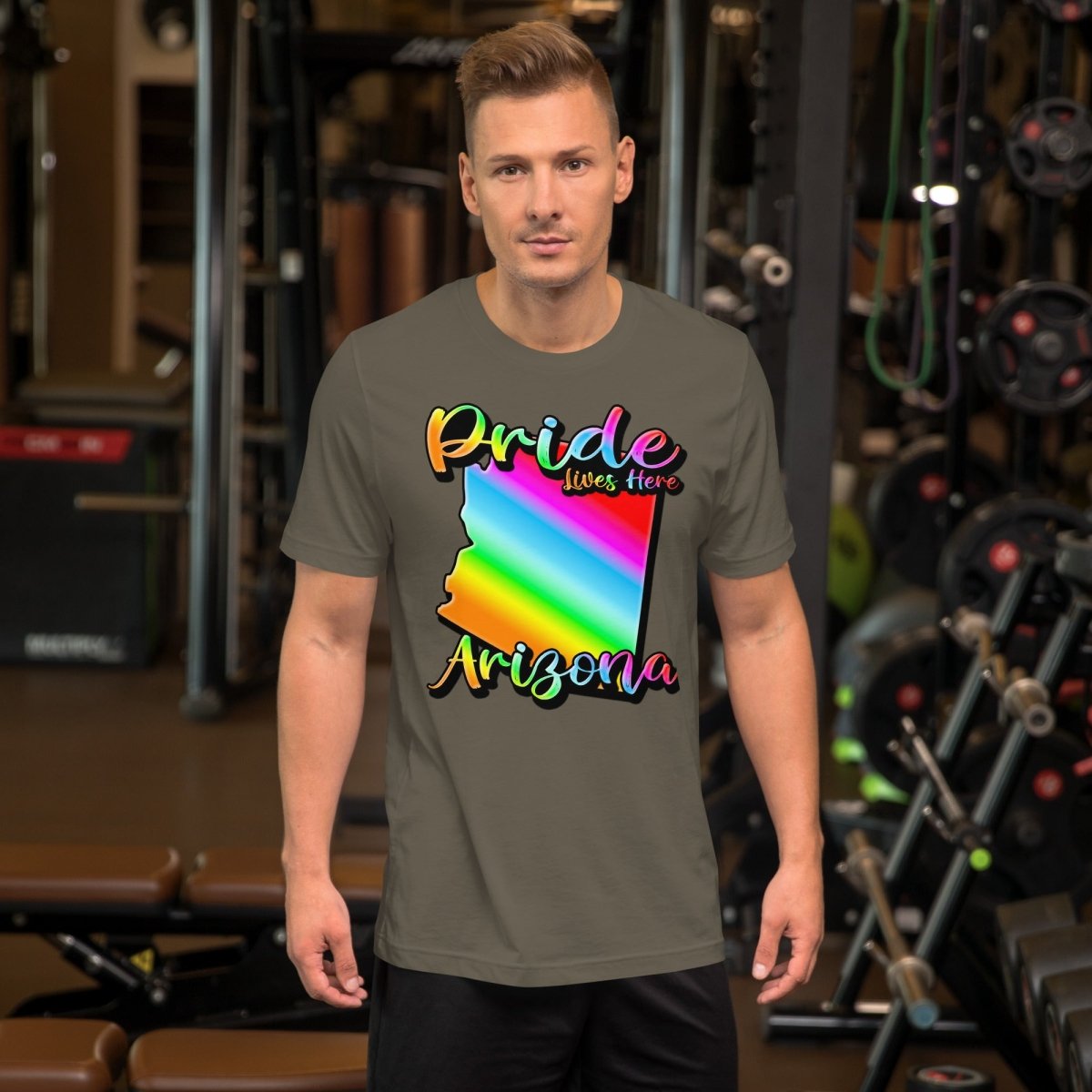 Arizona State Shape - Pride Lives Here Design Unisex t-shirt - The Dude Abides - T-Shirt - Birthday Gift - boyfriend - Celebrating diversity and inclusivity through pride-themed products