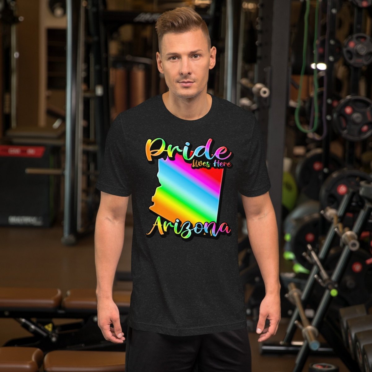 Arizona State Shape - Pride Lives Here Design Unisex t-shirt - The Dude Abides - T-Shirt - Birthday Gift - boyfriend - Celebrating diversity and inclusivity through pride-themed products