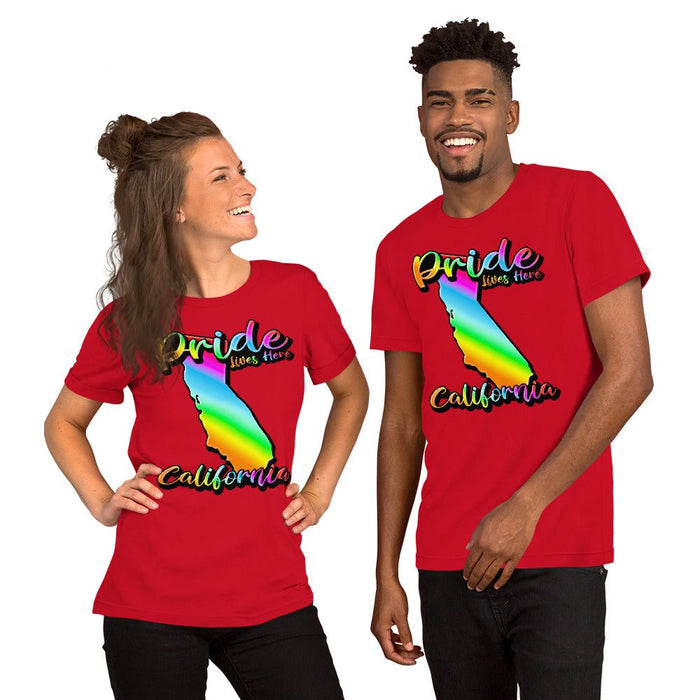 California State Shape - Pride Lives Here Design Unisex t-shirt - The Dude Abides - T-Shirt - Birthday Gift - boyfriend - Celebrating diversity and inclusivity through pride-themed products