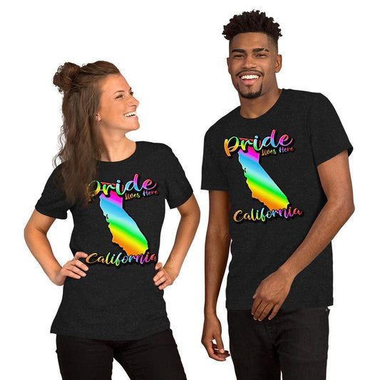 California State Shape - Pride Lives Here Design Unisex t-shirt - The Dude Abides - T-Shirt - Birthday Gift - boyfriend - Celebrating diversity and inclusivity through pride-themed products