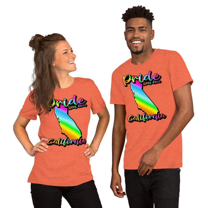 California State Shape - Pride Lives Here Design Unisex t-shirt - The Dude Abides - T-Shirt - Birthday Gift - boyfriend - Celebrating diversity and inclusivity through pride-themed products