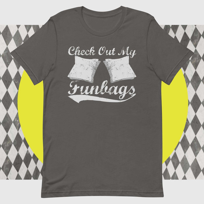 Check Out My Funbags - The Dude Abides - T-shirt - Backyard Toss - Bag Toss - Baggo