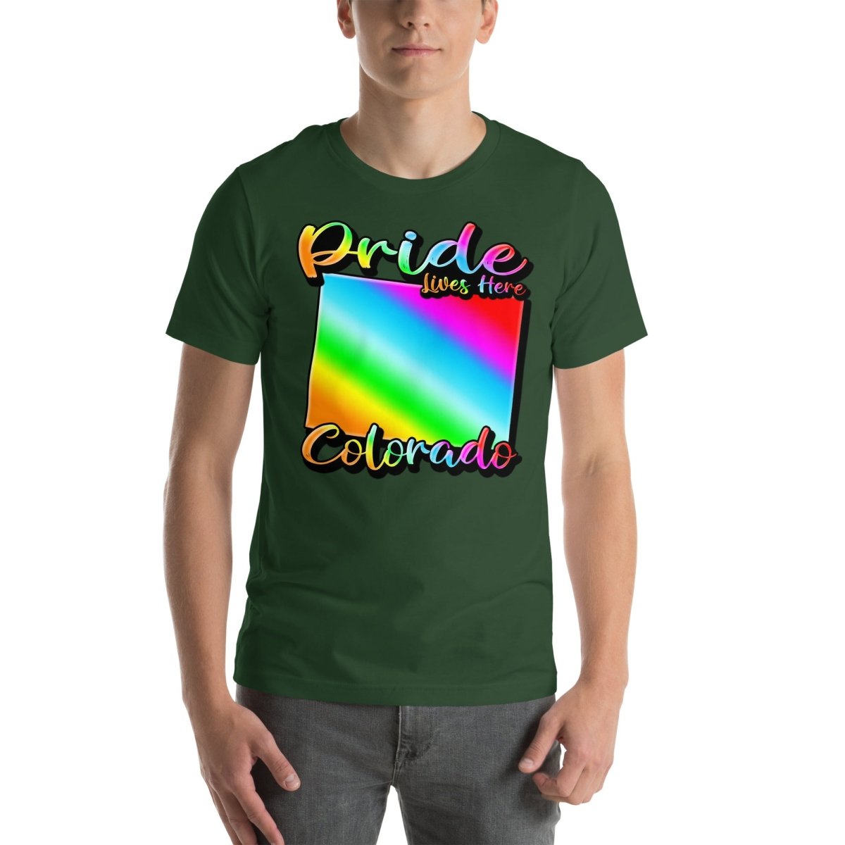 Colorado State Shape - Pride Lives Here Design Unisex t-shirt - The Dude Abides - T-Shirt - Birthday Gift - boyfriend - Celebrating diversity and inclusivity through pride-themed products