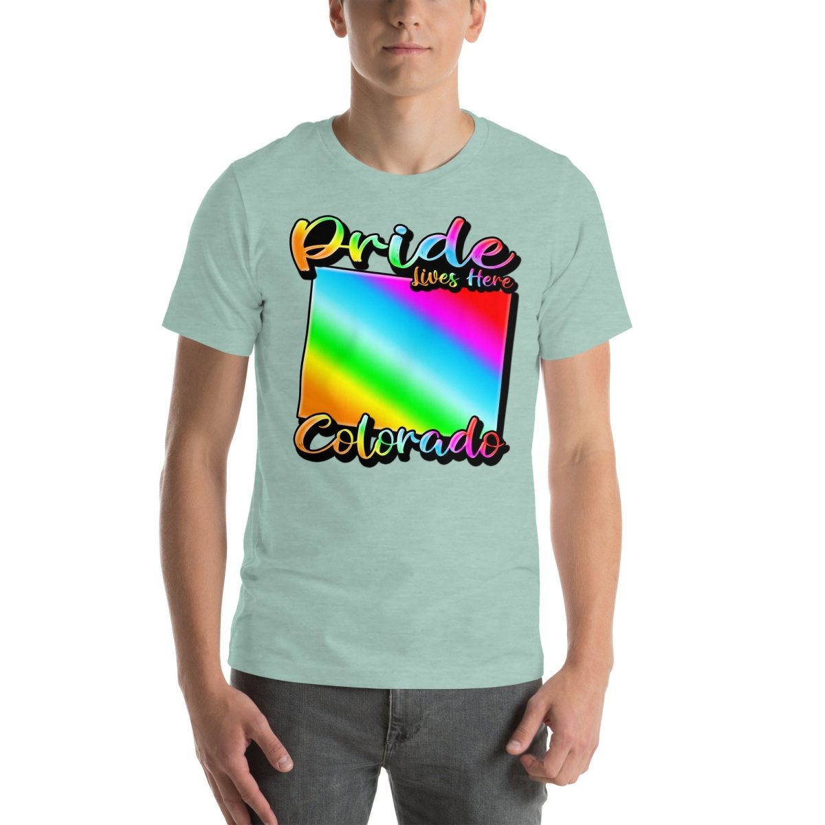 Colorado State Shape - Pride Lives Here Design Unisex t-shirt - The Dude Abides - T-Shirt - Birthday Gift - boyfriend - Celebrating diversity and inclusivity through pride-themed products