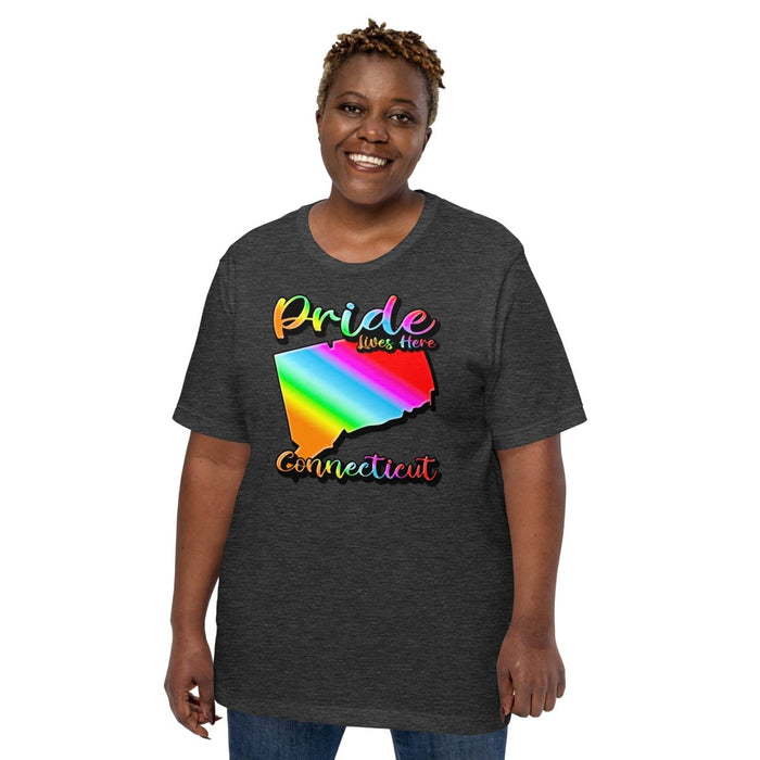 Connecticut State Shape - Pride Lives Here Design Unisex t-shirt - The Dude Abides - T-Shirt - Birthday Gift - boyfriend - Celebrating diversity and inclusivity through pride-themed products