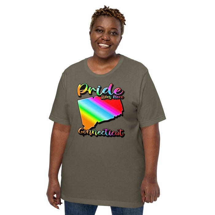 Connecticut State Shape - Pride Lives Here Design Unisex t-shirt - The Dude Abides - T-Shirt - Birthday Gift - boyfriend - Celebrating diversity and inclusivity through pride-themed products