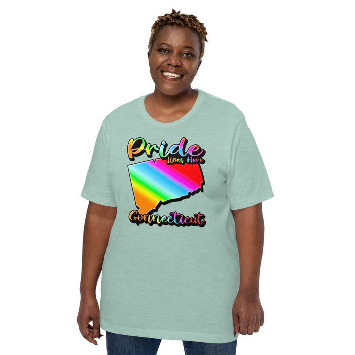 Connecticut State Shape - Pride Lives Here Design Unisex t-shirt - The Dude Abides - T-Shirt - Birthday Gift - boyfriend - Celebrating diversity and inclusivity through pride-themed products