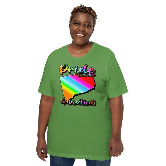 Connecticut State Shape - Pride Lives Here Design Unisex t-shirt - The Dude Abides - T-Shirt - Birthday Gift - boyfriend - Celebrating diversity and inclusivity through pride-themed products