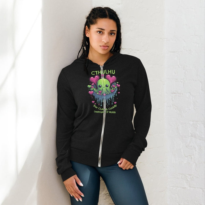 Cthulhu - The Cute And Cuddly Destroyer Of Worlds Classic Unisex Zip Hoodie - The Dude Abides® - Hoody - Adorable Lovecraftian - adorable tentacled creature inspired by cosmic horror - Baby Cthulhu design