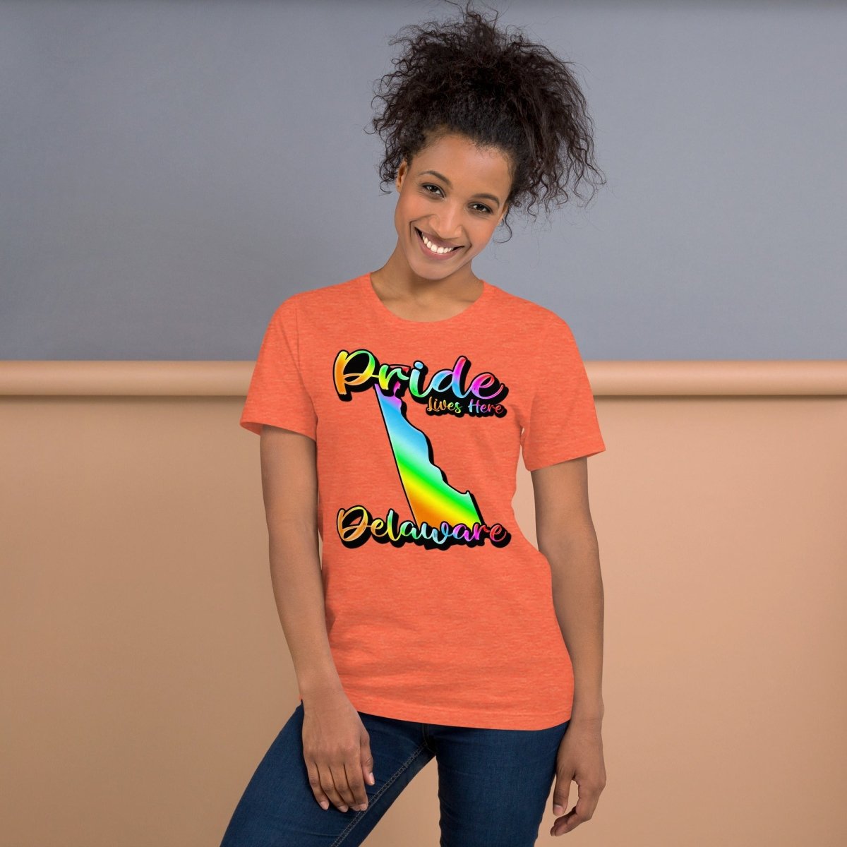 Delaware State Shape - Pride Lives Here Design Unisex t-shirt - The Dude Abides - T-Shirt - Birthday Gift - boyfriend - Celebrating diversity and inclusivity through pride-themed products