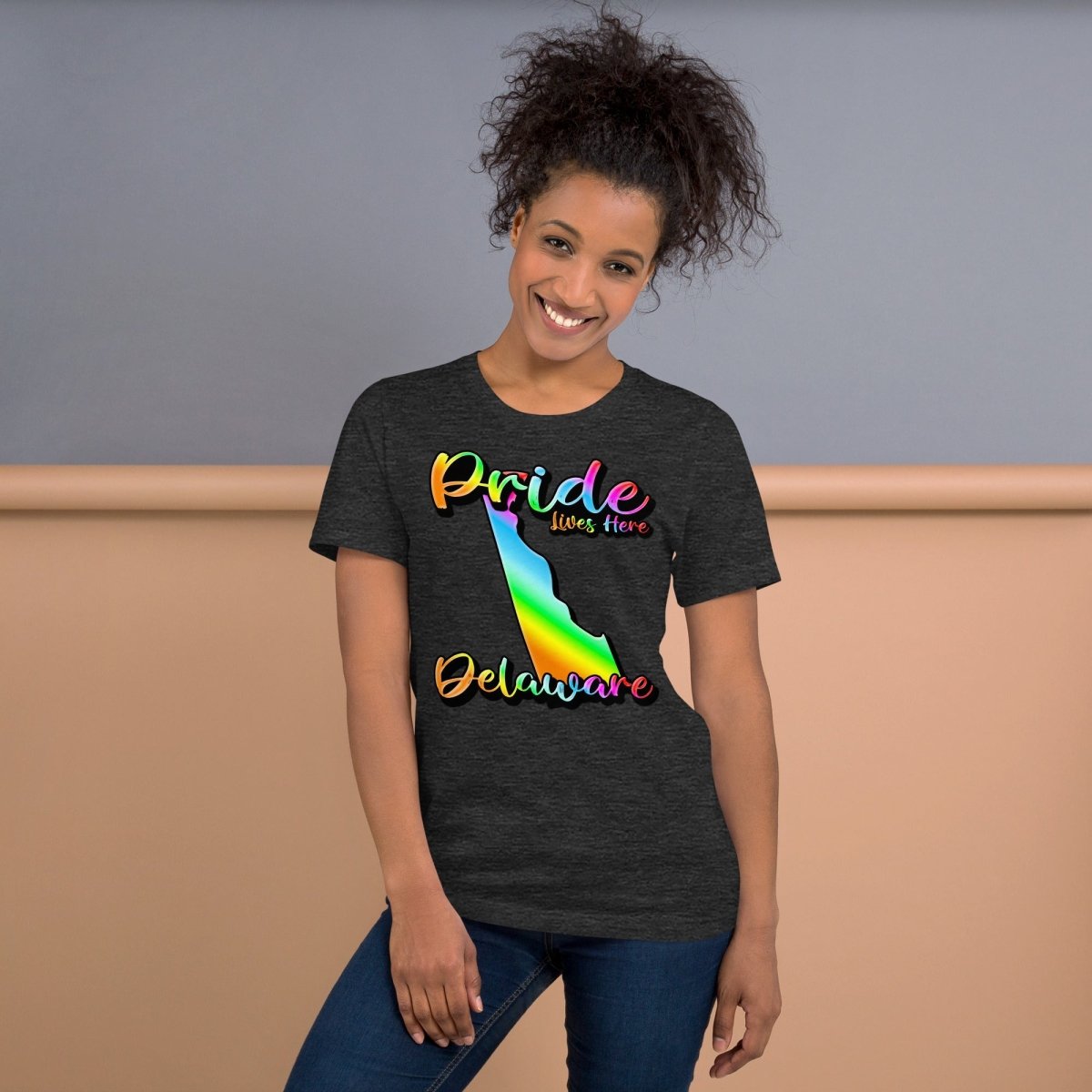 Delaware State Shape - Pride Lives Here Design Unisex t-shirt - The Dude Abides - T-Shirt - Birthday Gift - boyfriend - Celebrating diversity and inclusivity through pride-themed products