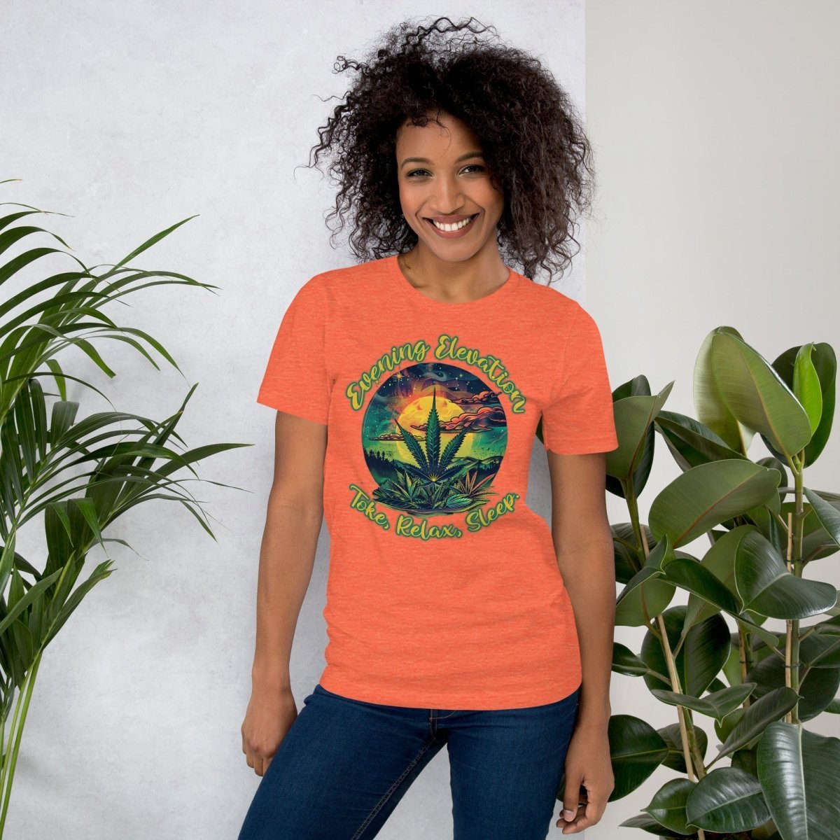 Evening Elevation - Toke, Relax, Sleep. design Unisex t-shirt - The Dude Abides - T-Shirt - Cannabis culture - Cannabis enthusiasts - Cannabis lifestyle