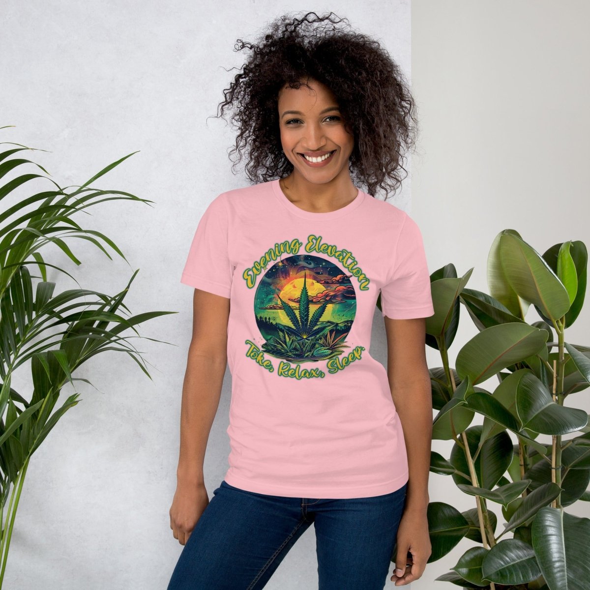 Evening Elevation - Toke, Relax, Sleep. design Unisex t-shirt - The Dude Abides - T-Shirt - Cannabis culture - Cannabis enthusiasts - Cannabis lifestyle