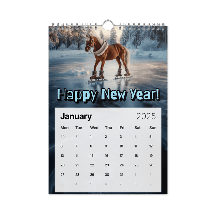 Horses in Places They Shouldn't Be Wall calendar (2025) - The Dude Abides® - Print Material - 2025 gifts - absurd images in a comedic calendar - absurd photography