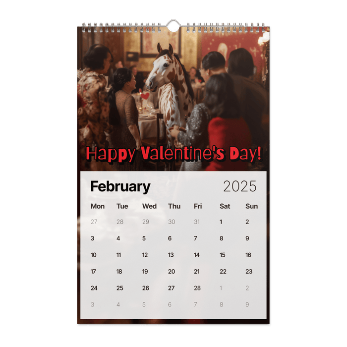 Horses in Places They Shouldn't Be Wall calendar (2025) - The Dude Abides® - Print Material - 2025 gifts - absurd images in a comedic calendar - absurd photography