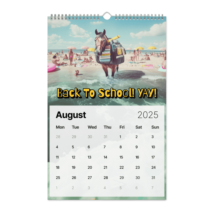 Horses in Places They Shouldn't Be Wall calendar (2025) - The Dude Abides® - Print Material - 2025 gifts - absurd images in a comedic calendar - absurd photography