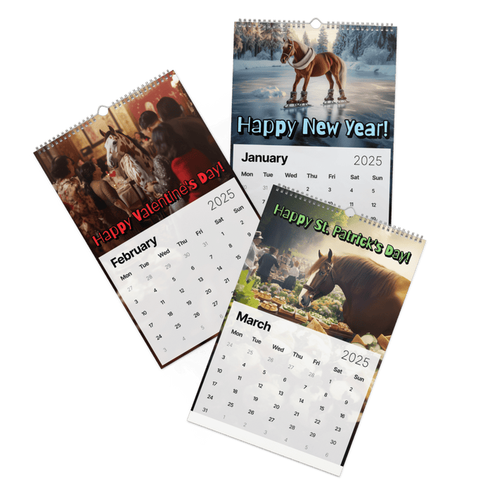 Horses in Places They Shouldn't Be Wall calendar (2025) - The Dude Abides® - Print Material - 2025 gifts - absurd images in a comedic calendar - absurd photography