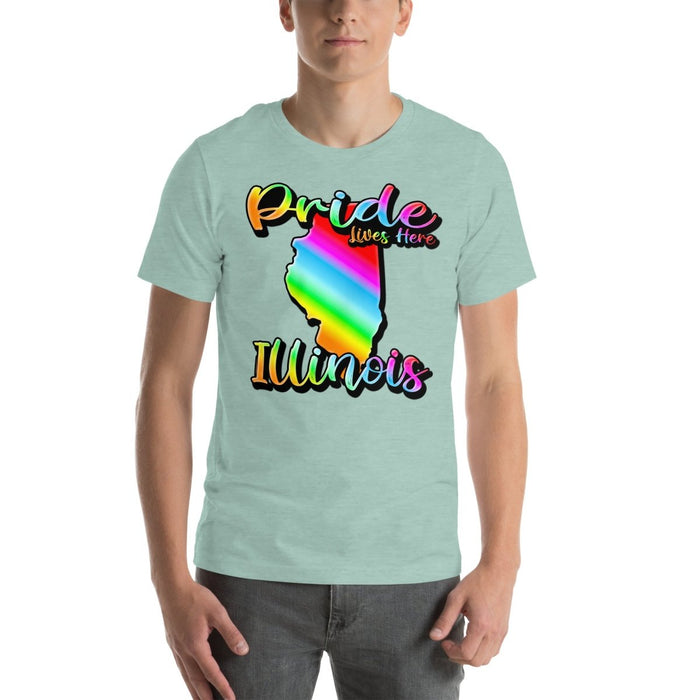 Illinois State Shape - Pride Lives Here Design Unisex t-shirt - The Dude Abides - T-Shirt - Birthday Gift - boyfriend - Celebrating diversity and inclusivity through pride-themed products