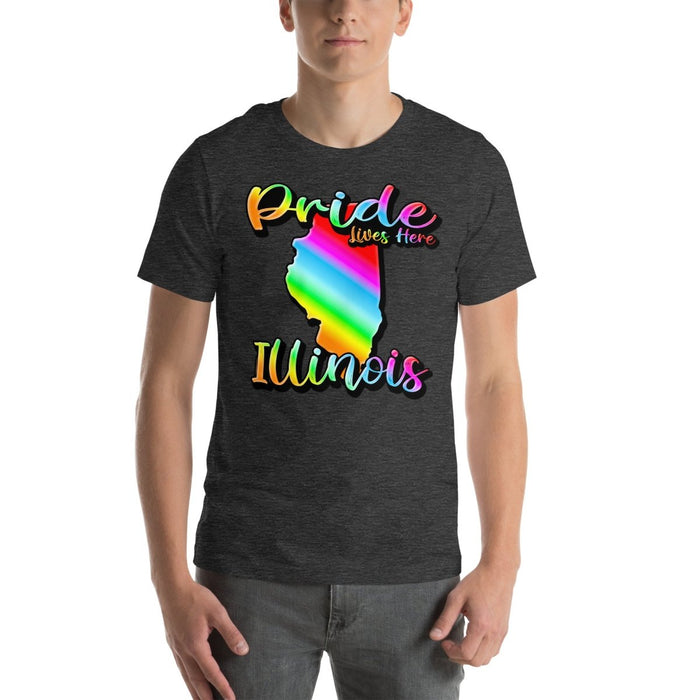 Illinois State Shape - Pride Lives Here Design Unisex t-shirt - The Dude Abides - T-Shirt - Birthday Gift - boyfriend - Celebrating diversity and inclusivity through pride-themed products