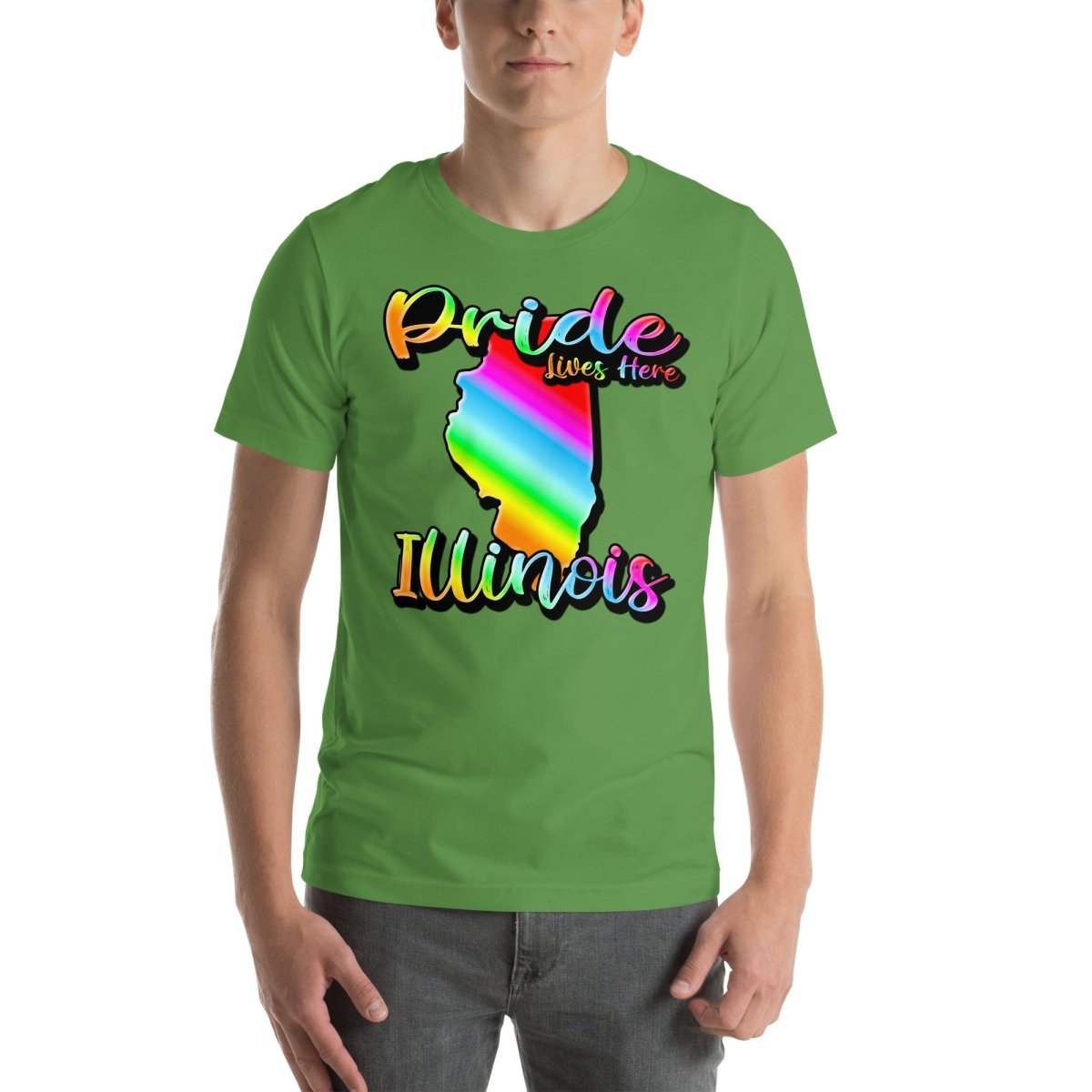 Illinois State Shape - Pride Lives Here Design Unisex t-shirt - The Dude Abides - T-Shirt - Birthday Gift - boyfriend - Celebrating diversity and inclusivity through pride-themed products