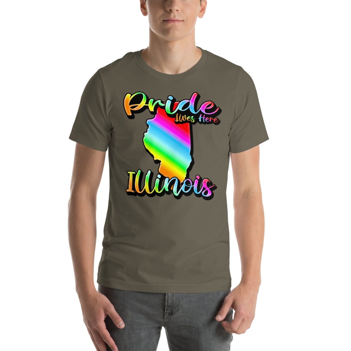 Illinois State Shape - Pride Lives Here Design Unisex t-shirt - The Dude Abides - T-Shirt - Birthday Gift - boyfriend - Celebrating diversity and inclusivity through pride-themed products