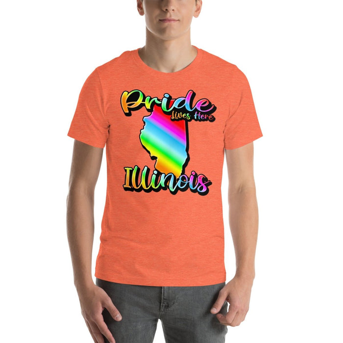 Illinois State Shape - Pride Lives Here Design Unisex t-shirt - The Dude Abides - T-Shirt - Birthday Gift - boyfriend - Celebrating diversity and inclusivity through pride-themed products