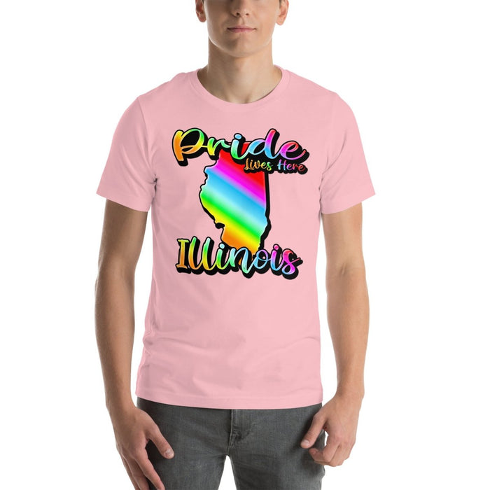 Illinois State Shape - Pride Lives Here Design Unisex t-shirt - The Dude Abides - T-Shirt - Birthday Gift - boyfriend - Celebrating diversity and inclusivity through pride-themed products