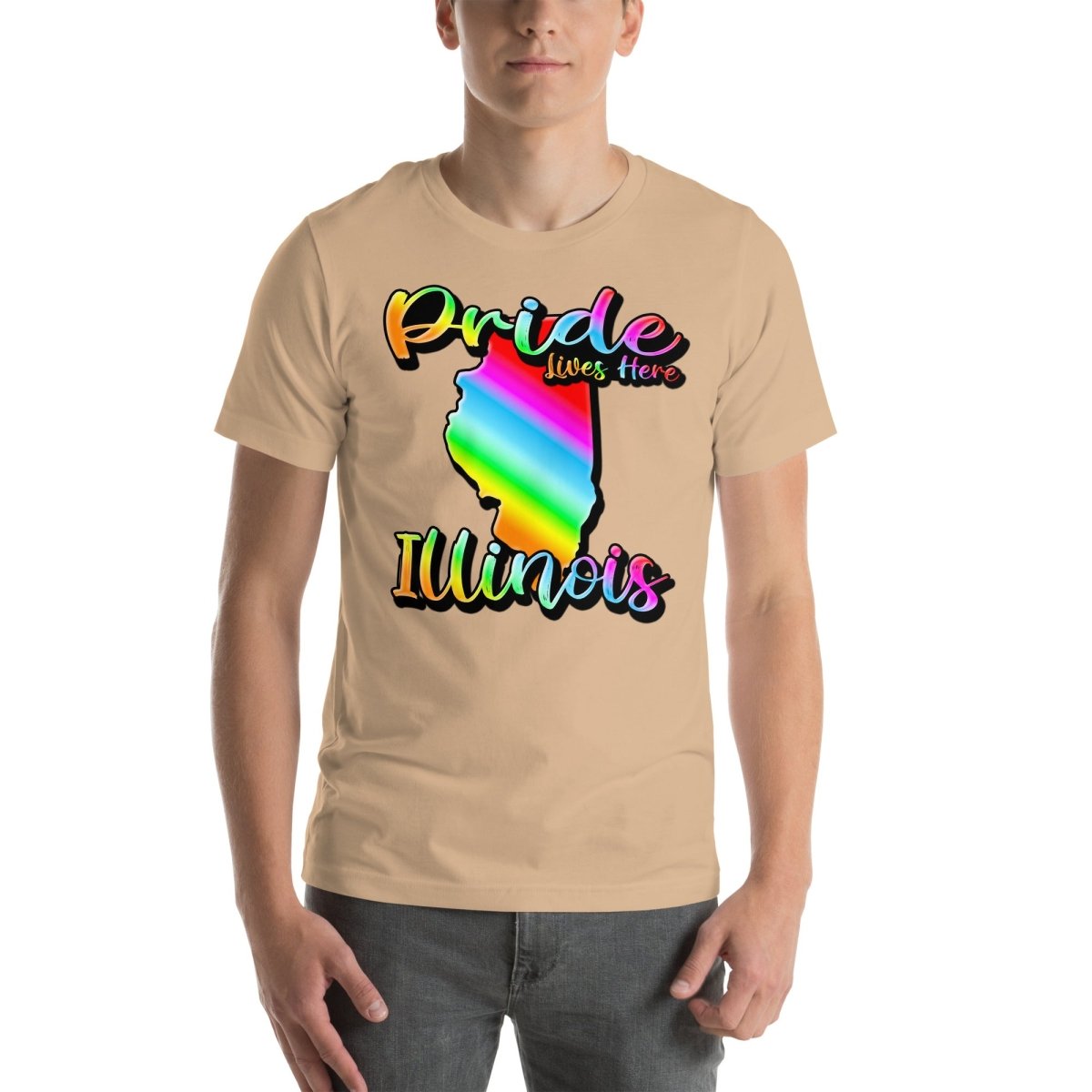 Illinois State Shape - Pride Lives Here Design Unisex t-shirt - The Dude Abides - T-Shirt - Birthday Gift - boyfriend - Celebrating diversity and inclusivity through pride-themed products