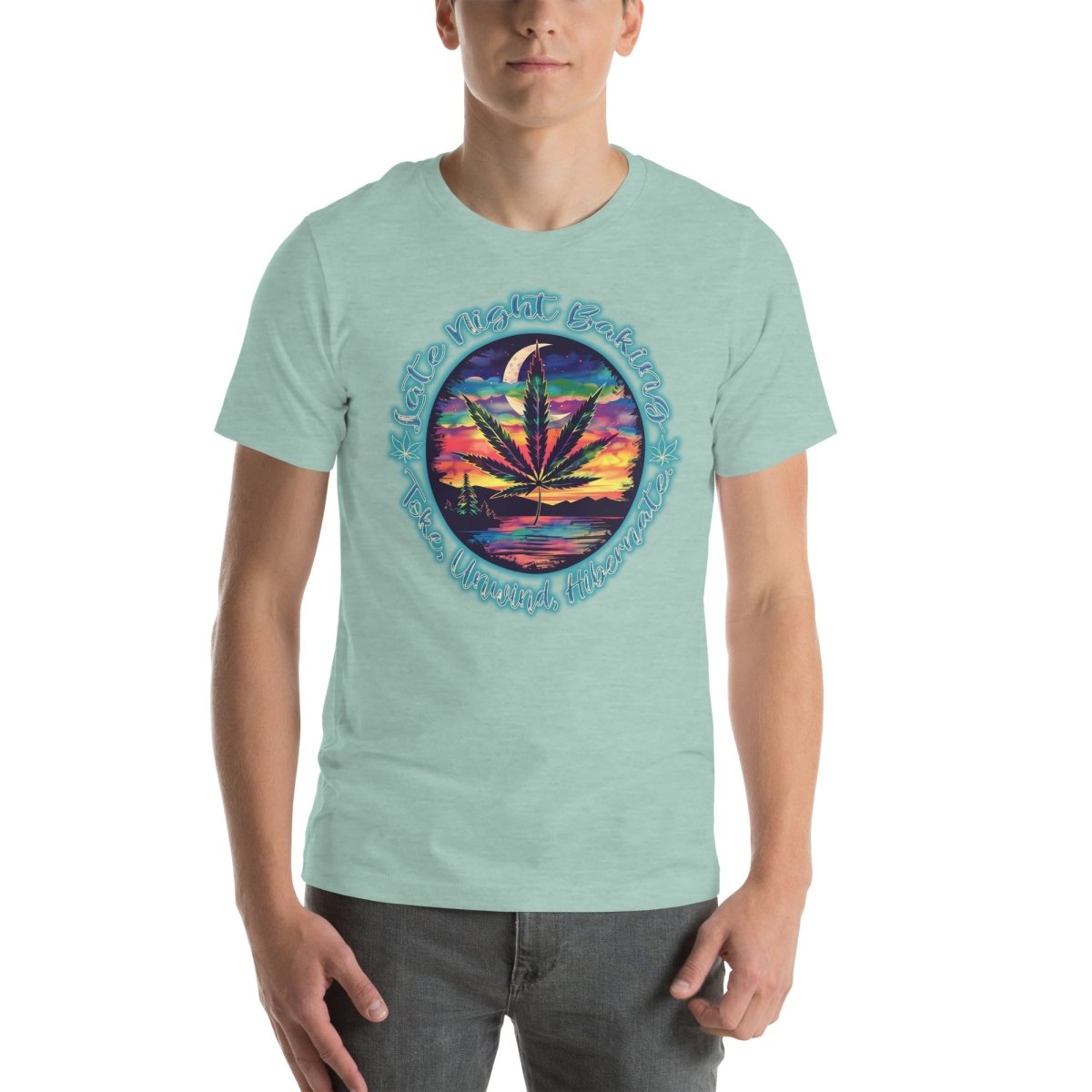 Late Night Baking - Toke, Unwind, Hibernate. Design Unisex t-shirt - The Dude Abides - T-Shirt - Cannabis culture - Cannabis enthusiasts - Cannabis lifestyle