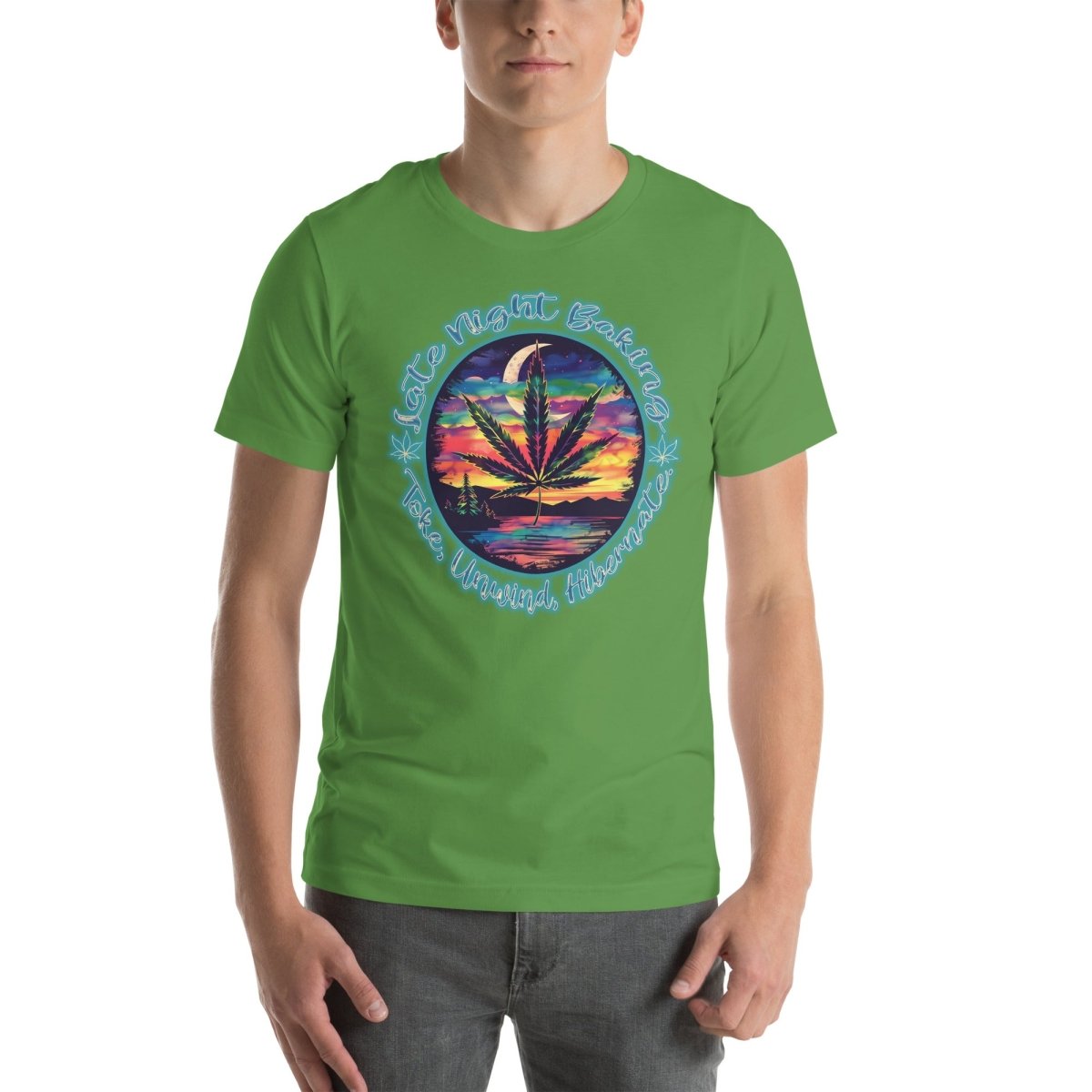 Late Night Baking - Toke, Unwind, Hibernate. Design Unisex t-shirt - The Dude Abides - T-Shirt - Cannabis culture - Cannabis enthusiasts - Cannabis lifestyle