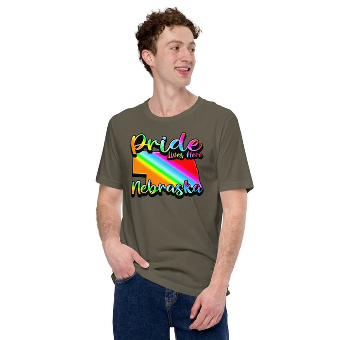 Nebraska State Shape - Pride Lives Here Design Unisex t-shirt - The Dude Abides - T-Shirt - animals - Birthday Gift - boyfriend