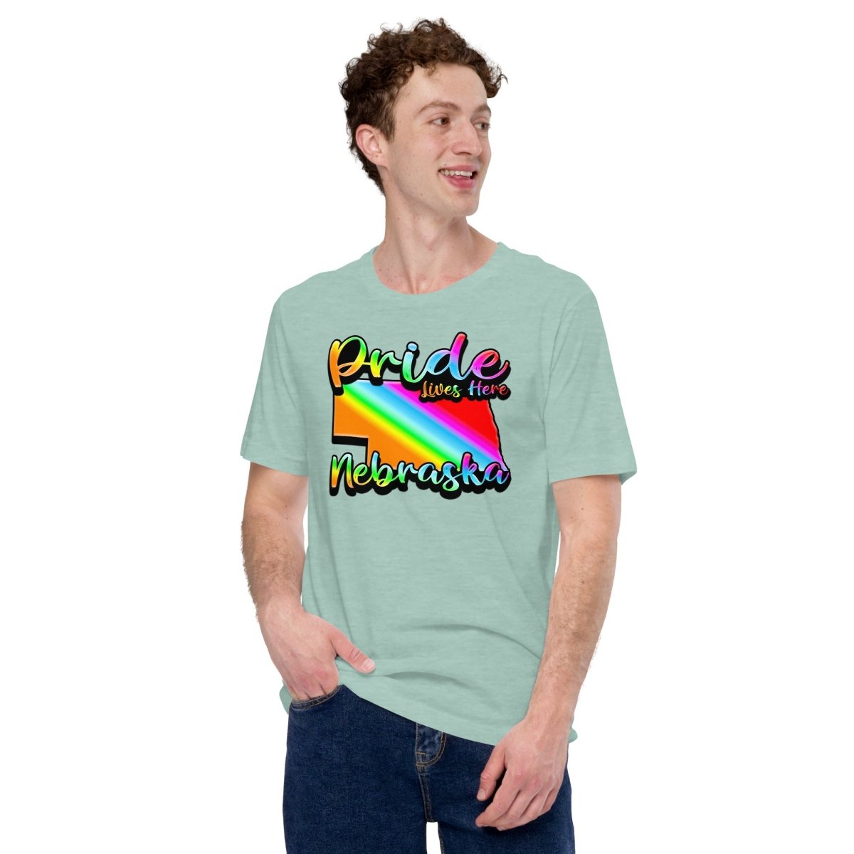 Nebraska State Shape - Pride Lives Here Design Unisex t-shirt - The Dude Abides - T-Shirt - animals - Birthday Gift - boyfriend