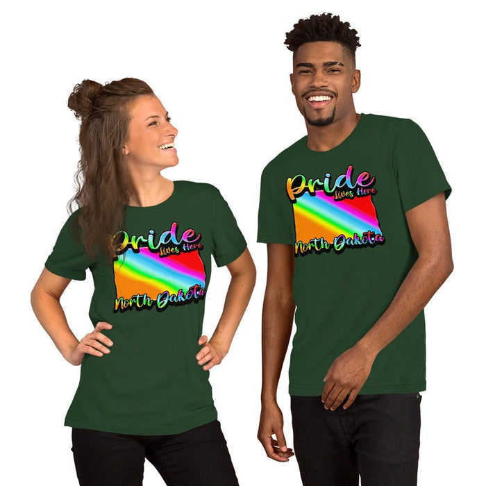 North Dakota State Shape - Pride Lives Here Design Unisex t-shirt - The Dude Abides - abide - animals - Birthday Gift