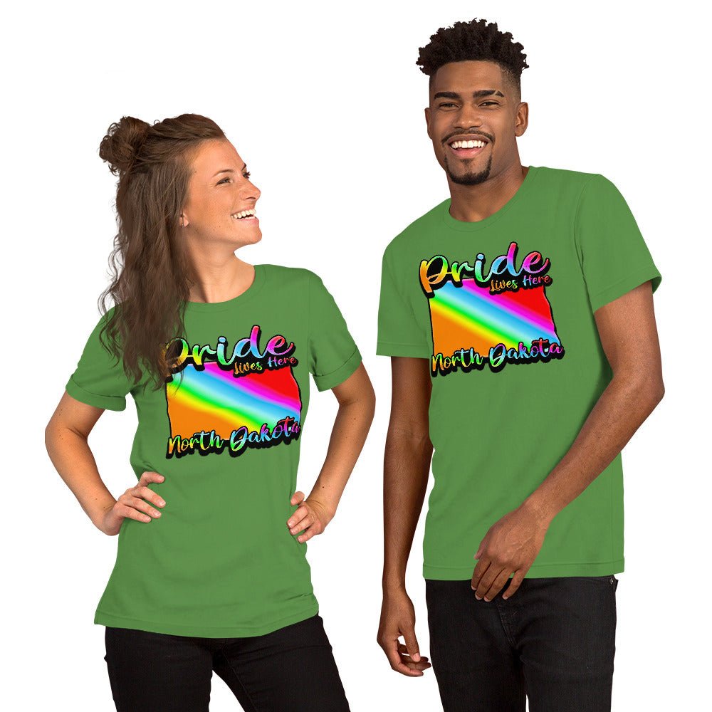 North Dakota State Shape - Pride Lives Here Design Unisex t-shirt - The Dude Abides - abide - animals - Birthday Gift