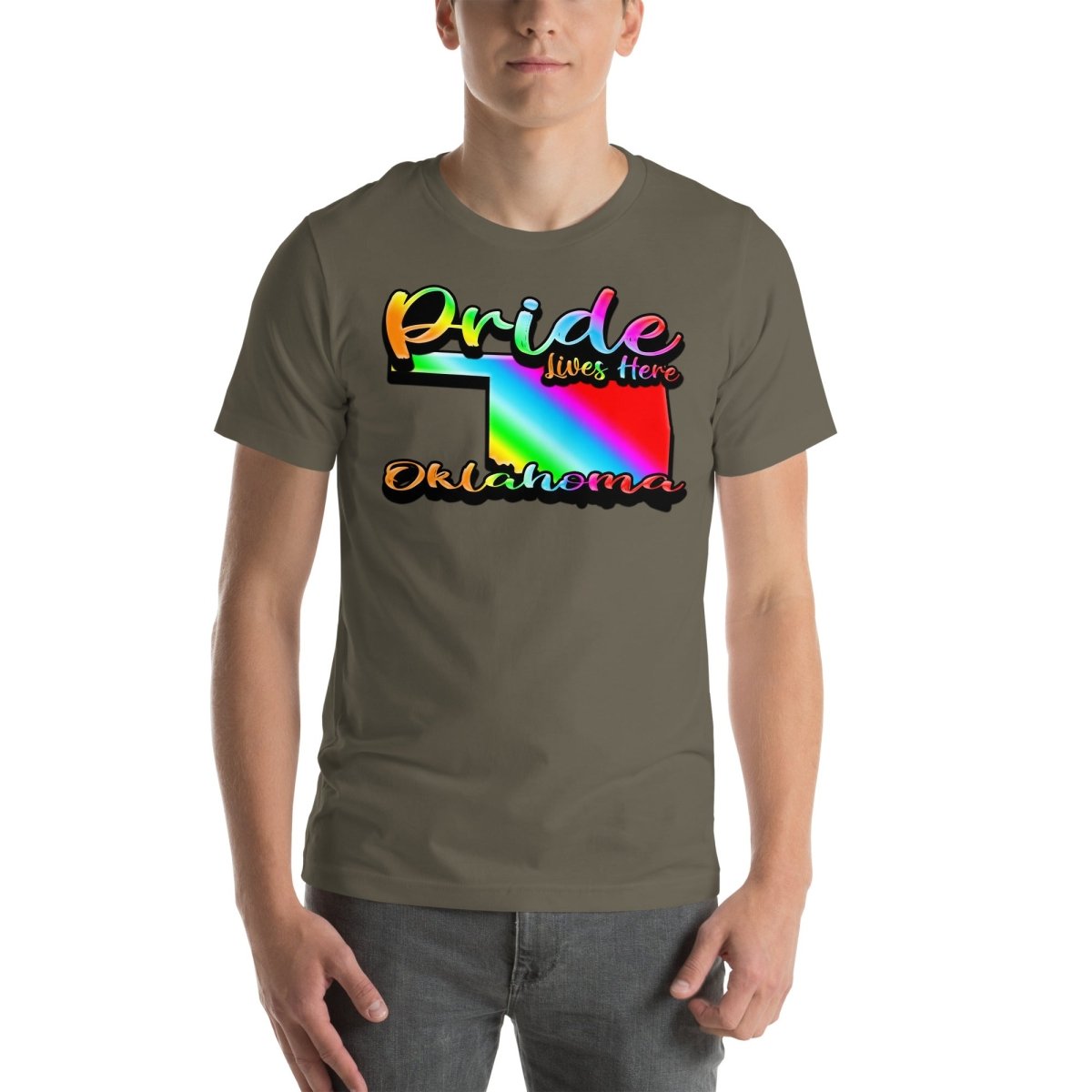 Oklahoma State Shape - Pride Lives Here Design Unisex t-shirt - The Dude Abides - abide - animals - Birthday Gift