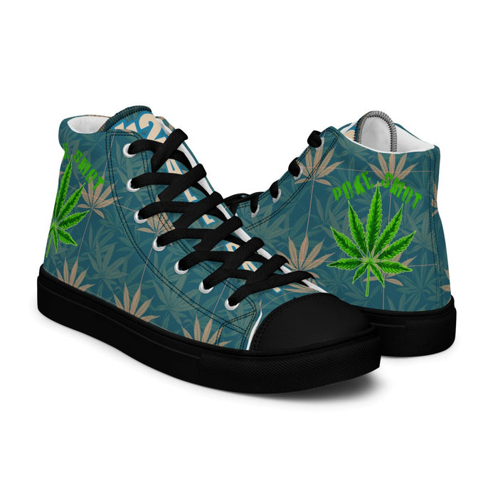 Poke Smot - Cannabis Leaf Design Men’s high top canvas shoes - The Dude Abides - Shoes - abide - adbide the dude - baked