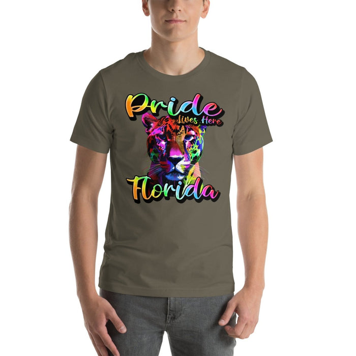 Pride Lives Here - Florida- Panther Design Unisex t-shirt - The Dude Abides - T-Shirt - absurd humor - Gay Pride Month - individuality